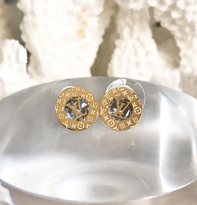 Gold Plated Stainless Steel Mini Crystal Stud Earrings 1x1cm