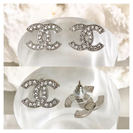 CLEARANCE* Classic Silver Plated Steel Cubic Zirconia Stud Earrings 1.2x1.7cm