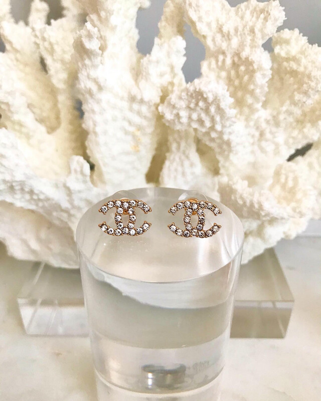 CLEARANCE* Mini Gold Classic Crystal Stud Earrings 1x1.5cm