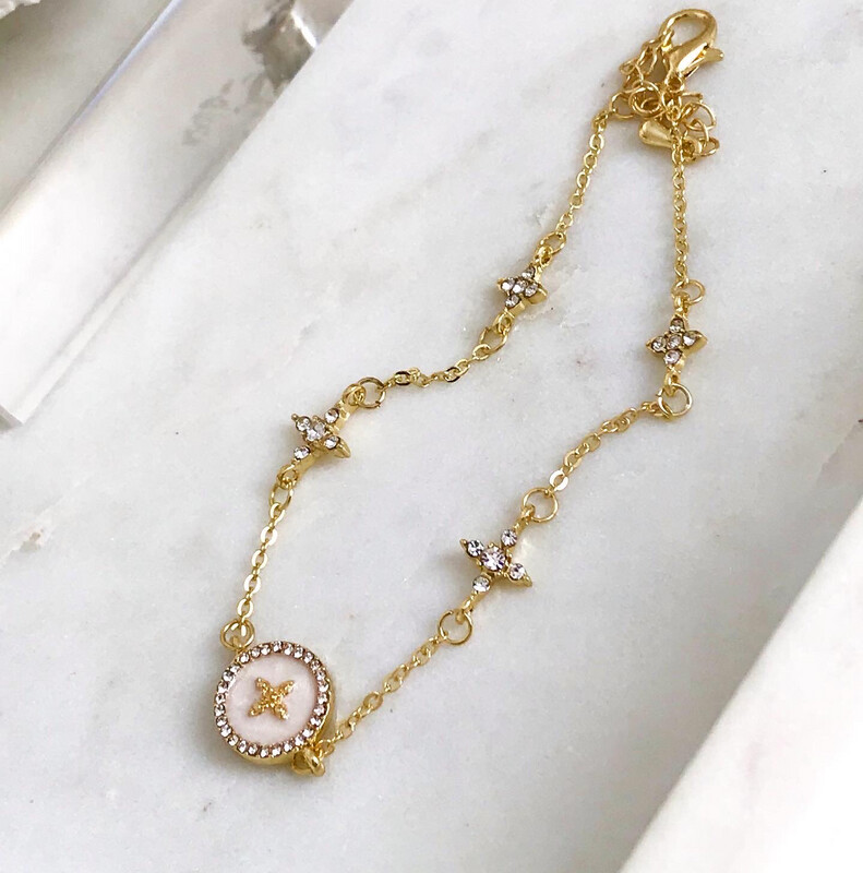 Gold Monogram Clover Bracelet