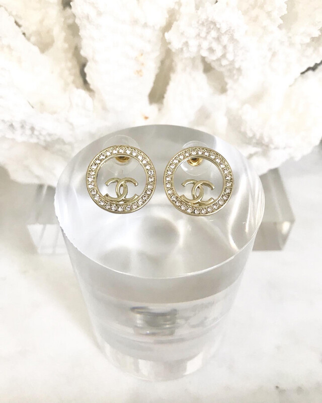 SALE* Gold Plated Round Classic Moon Crystal Stud Earrings 1.9x1.9cm