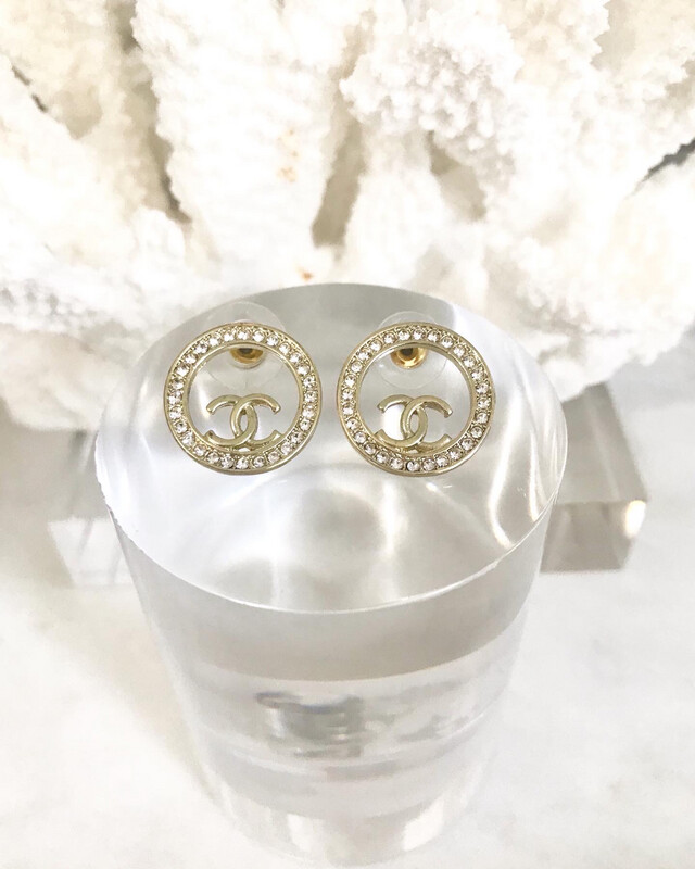 SALE* Gold Plated Round Classic Moon Crystal Stud Earrings 1.9x1.9cm