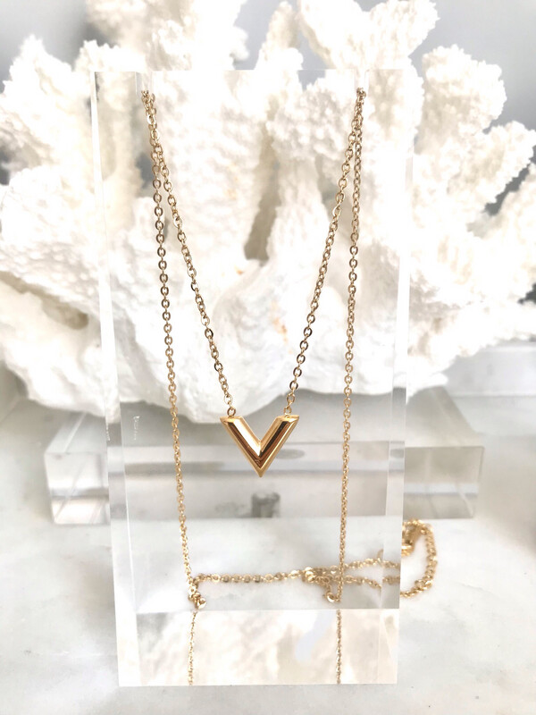 SALE* Gold Plated Stainless Steel Essential V Necklace