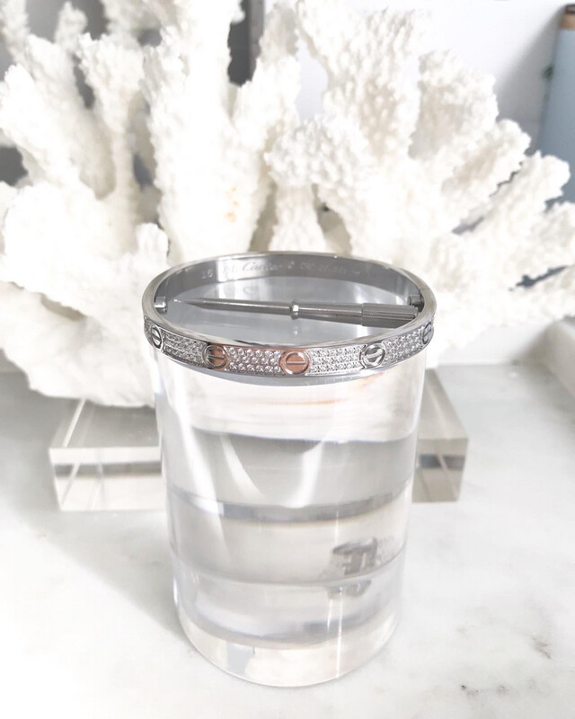 High Quality Premium Titanium Steel Hand Encrusted Cubic Zirconia Diamonds Love Bangles Only Size 18mm Available 