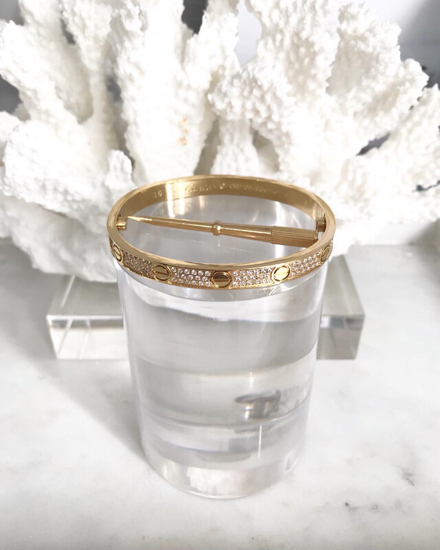 High Quality Premium 18CT Gold Titanium Steel Hand Encrusted Cubic Zirconia Diamonds Love Bangles In 16mm &amp; 18mm