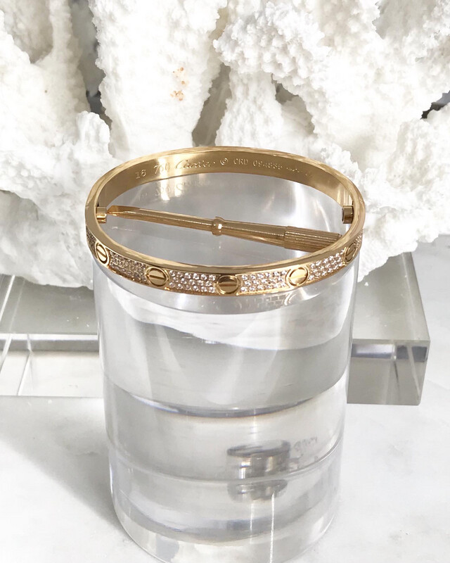 High Quality Premium 18CT Gold Titanium Steel Hand Encrusted Cubic Zirconia Diamonds Love Bangles In 16mm &amp; 18mm