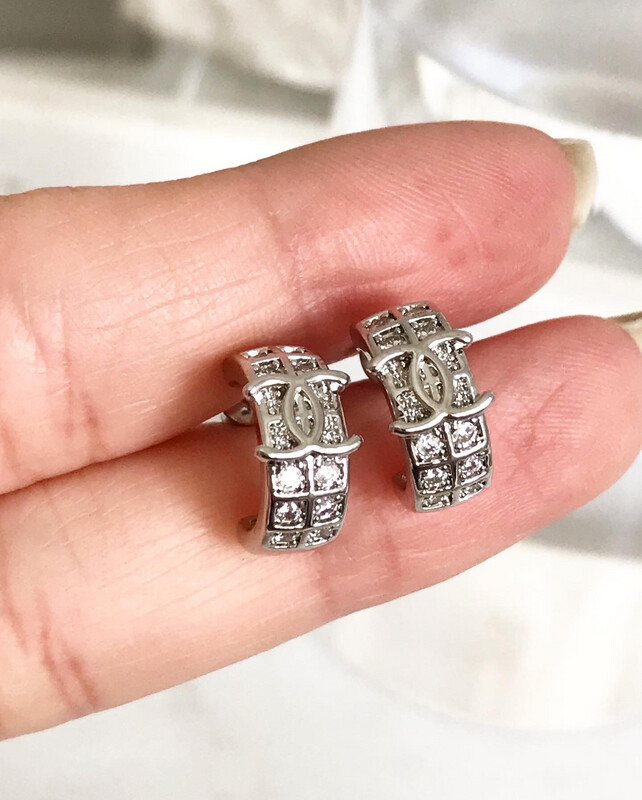 AAA+ Top Quality White Gold 925 Sterling with Cubic Zirconias Classic Small Hoop 0.9x1.2cm