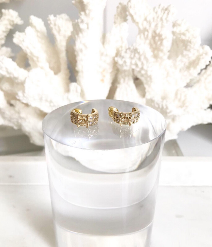 AAA+ Top Quality 18CT Gold 925 Sterling with Cubic Zirconias Classic Small Hoop Stud Earrings 0.9x1.2cm