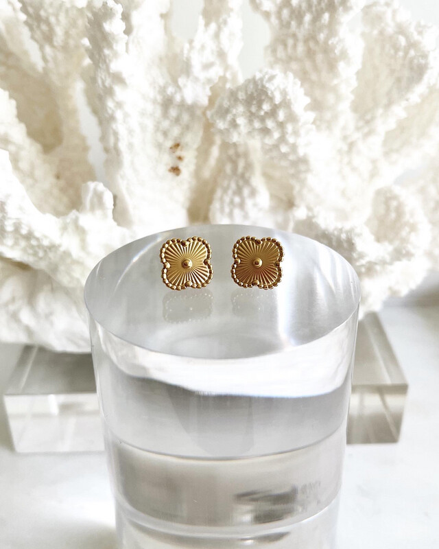 High Quality Gold Stainless Steel  Arpels Clover Stud Earrings