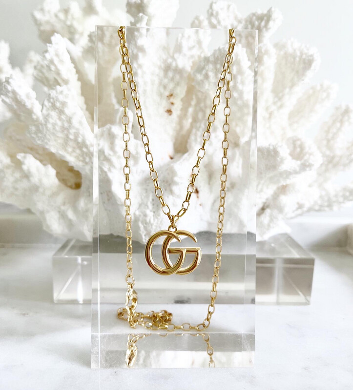 High Quality 18CT Gold Stainless Steel G-Necklace (size adjustable) 27.5cm / Pendant Size 1.5x2cm