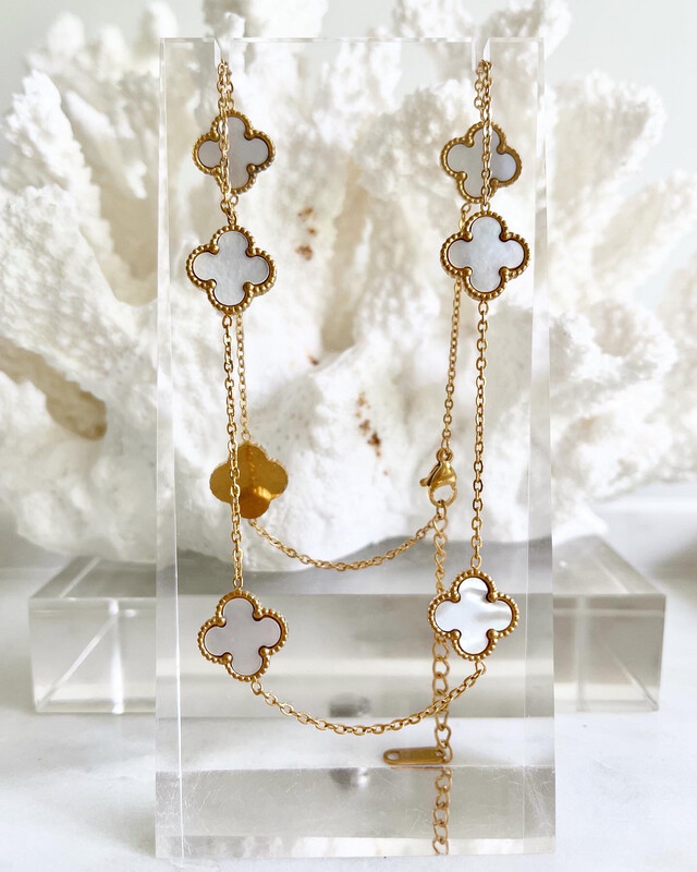 High Quality 18CT Gold Stainless Steel Arpels Multi-Clover Necklace (size adjustable)