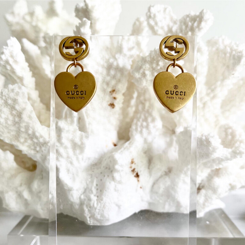 High Quality Antique Gold G-Heart Drop Earrings 1.6x3cm