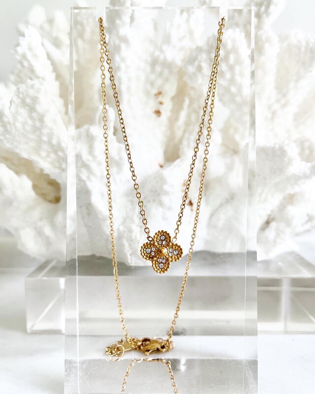 High Quality 18CT Gold Stainless Steel Arpels White Pearlescent Clover Necklace (size adjustable) Pendant Size 1.3x1.3cm