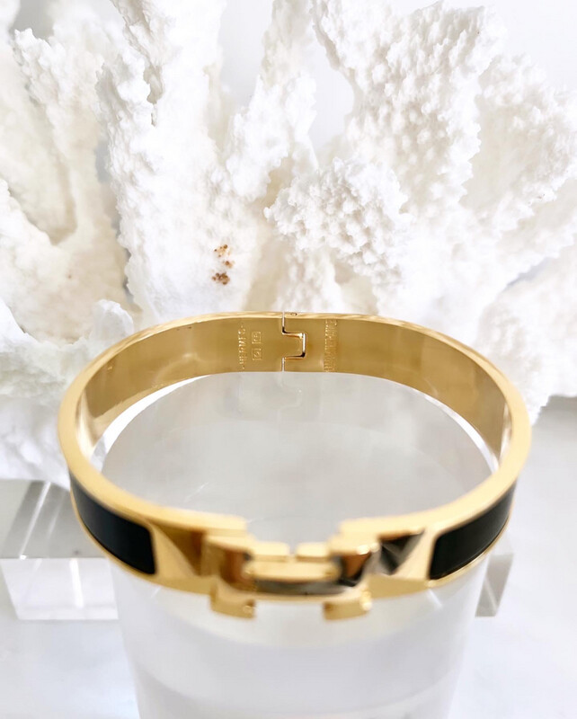 High Quality Titanium Black &amp; Gold Luxury H Bangles in Size 16cm (S) &amp; 19cm (M &amp; L)