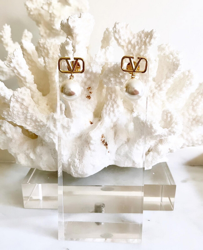 High Quality Stainless Steel Luxury Valentine Pearl Drop Earrings 1.7x2.8cm