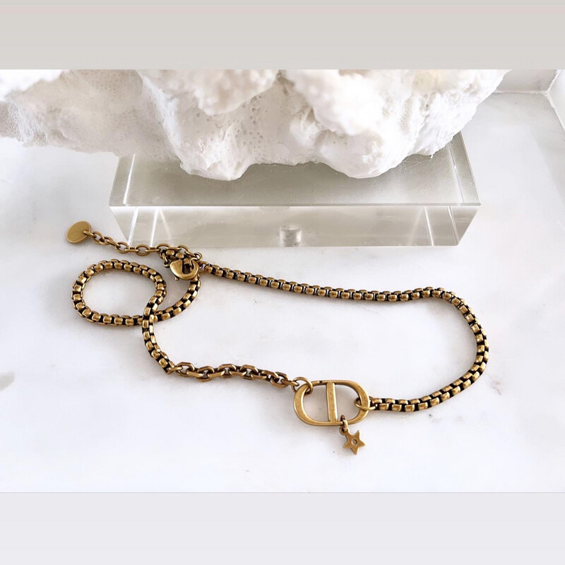 High Quality Surgical Steel Antique Gold CD Tribales Necklace 1.8x18-22cm wearing length