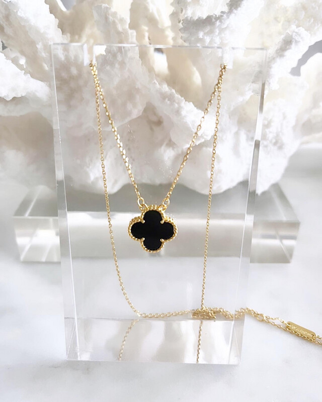 AAA+ High Quality Yellow 18CT Gold 925 Sterling Silver Arpels Necklace In Onyx