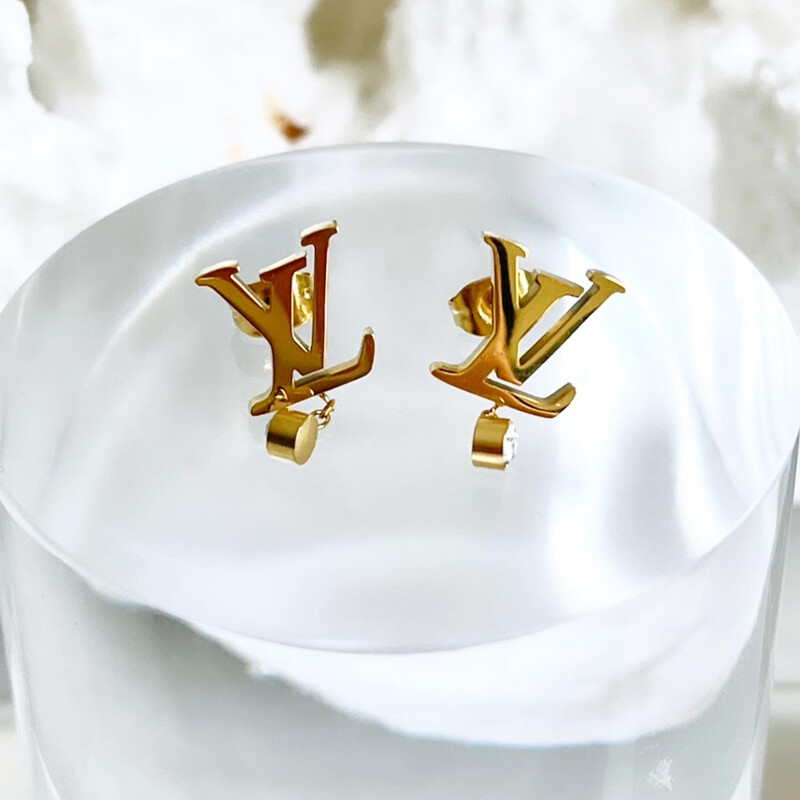 Top Quality Gold Stainless Steel Mini Idylle Blossom Stud Drop Earrings 0.7x1.5cm