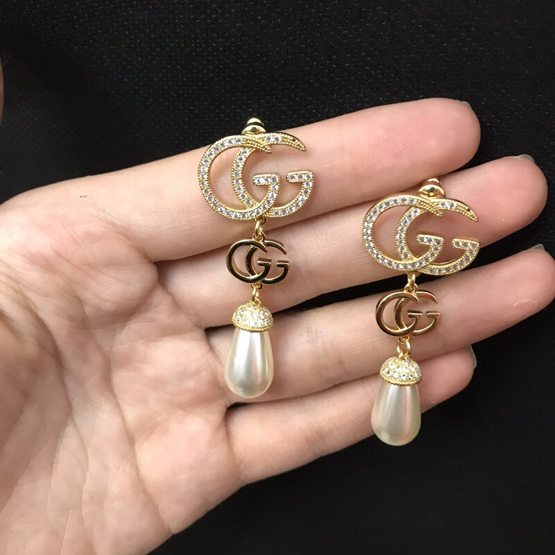 G Diamonds &amp; Pearl Drop Earrings