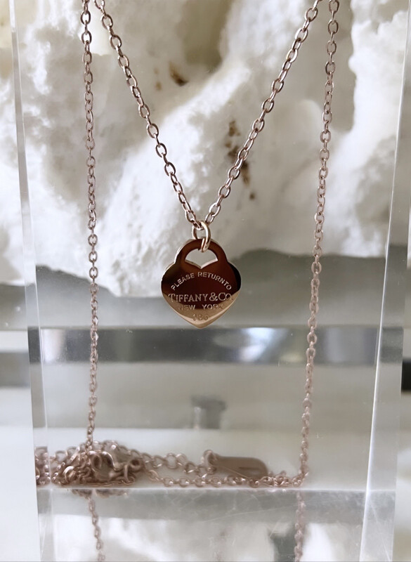 High Quality Tiffany Rose Gold Stainless Steel Heart Necklace