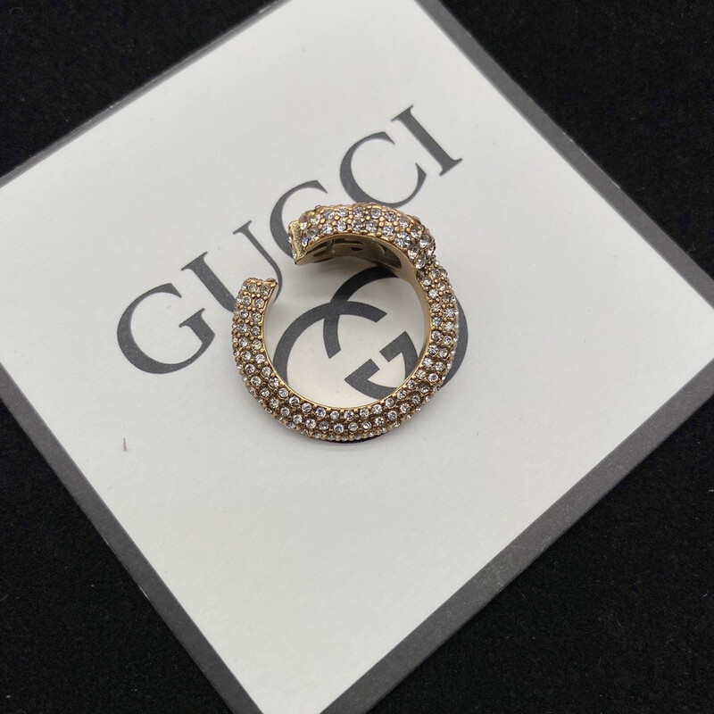 Antique Gold Classic G One Size Adjustable Ring