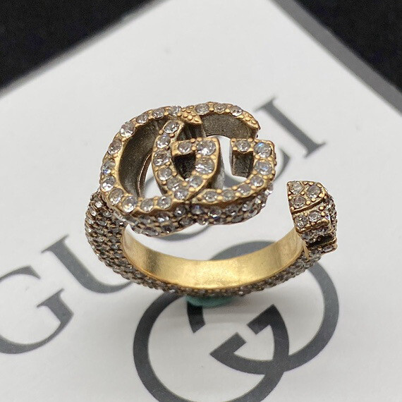 Antique Gold Classic G One Size Adjustable Ring