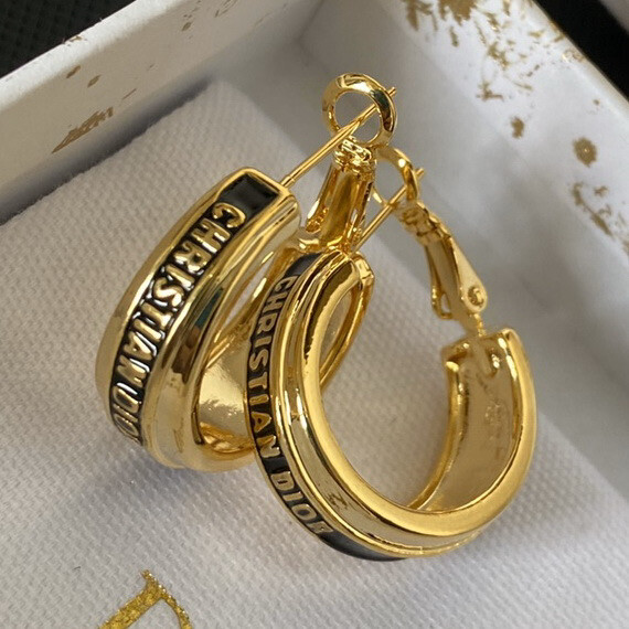 Gold CD Logo Small Hoop Earrings