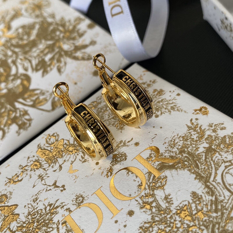 Gold CD Logo Small Hoop Earrings