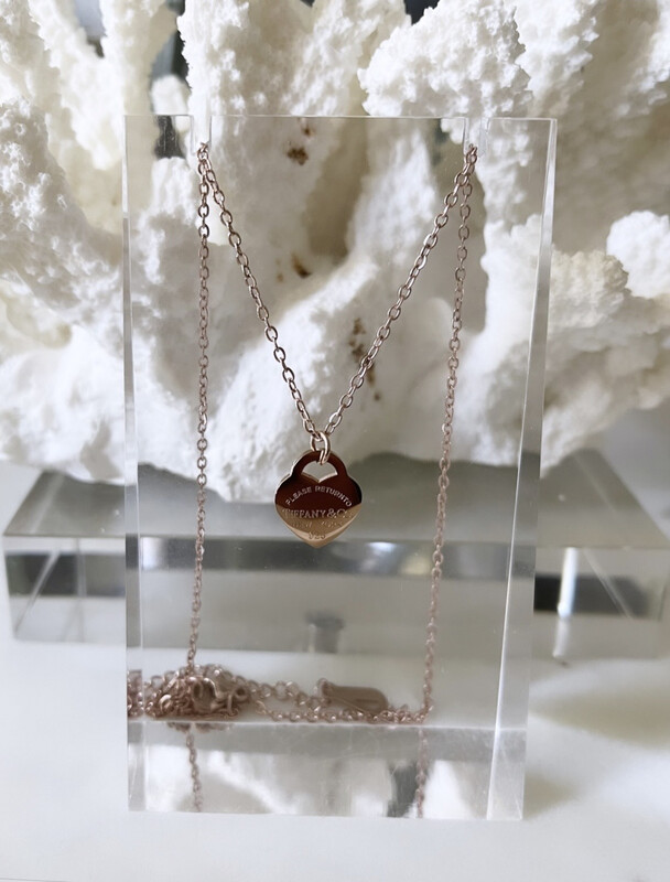 High Quality Tiffany Rose Gold Stainless Steel Heart Necklace