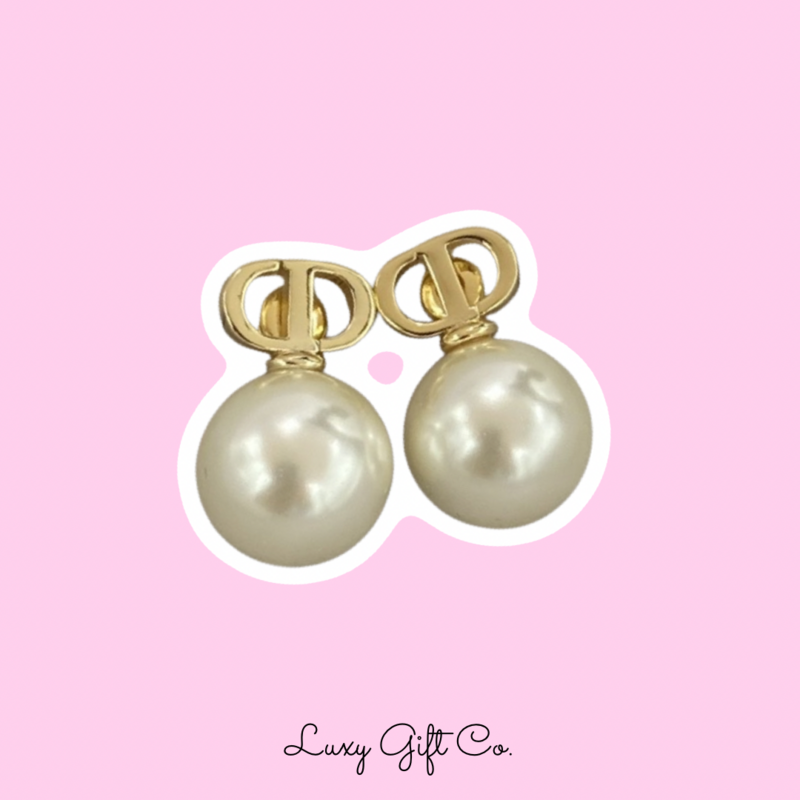 High Quality Pearl CD Drop Stud Earrings 1.5x2cm