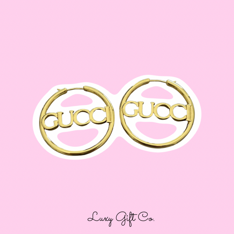 High Quality Gold G Logo Hoop Earrings 4x4cm