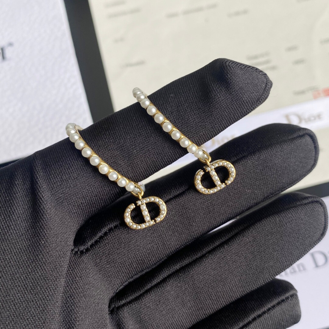 High Quality Pearl Hoop CD Drop Earrings