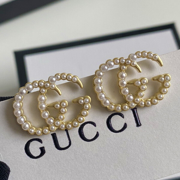 High Quality Surgical Steel Gold Pearl G-Stud Earrings 2x2.5cm