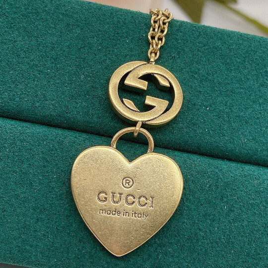 High Quality Antique Gold G-Heart Necklace (size adjustable) 20-25.5cm / Pendant Size 2.1x3.8cm 