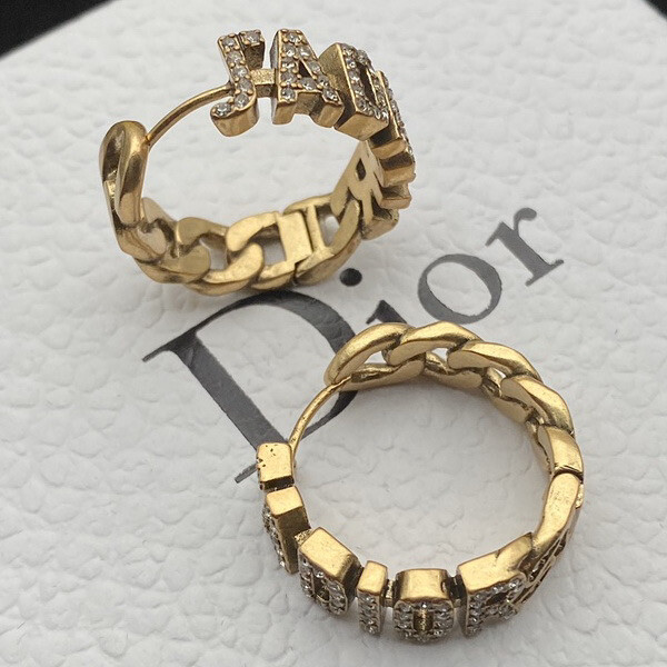 CD Gold Finish Hoop Diamond Earrings 2x2cm