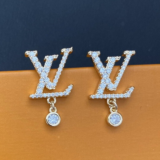 High Quality Gold Diamonds Stainless Steel Luxury Drop Earrings 1.8x2.2cm