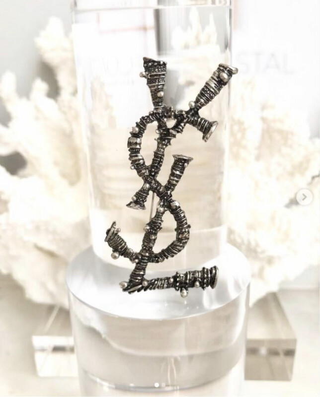 Gun Metal Gold Yves Brooch Pin