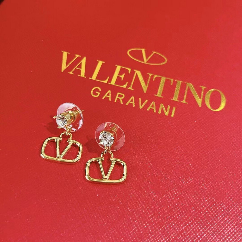 High Quality Gold Stainless Steel Valentine Diamond Drop Earrings 2.1x1.8cm