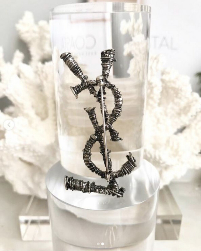 Gun Metal Gold Yves Brooch Pin
