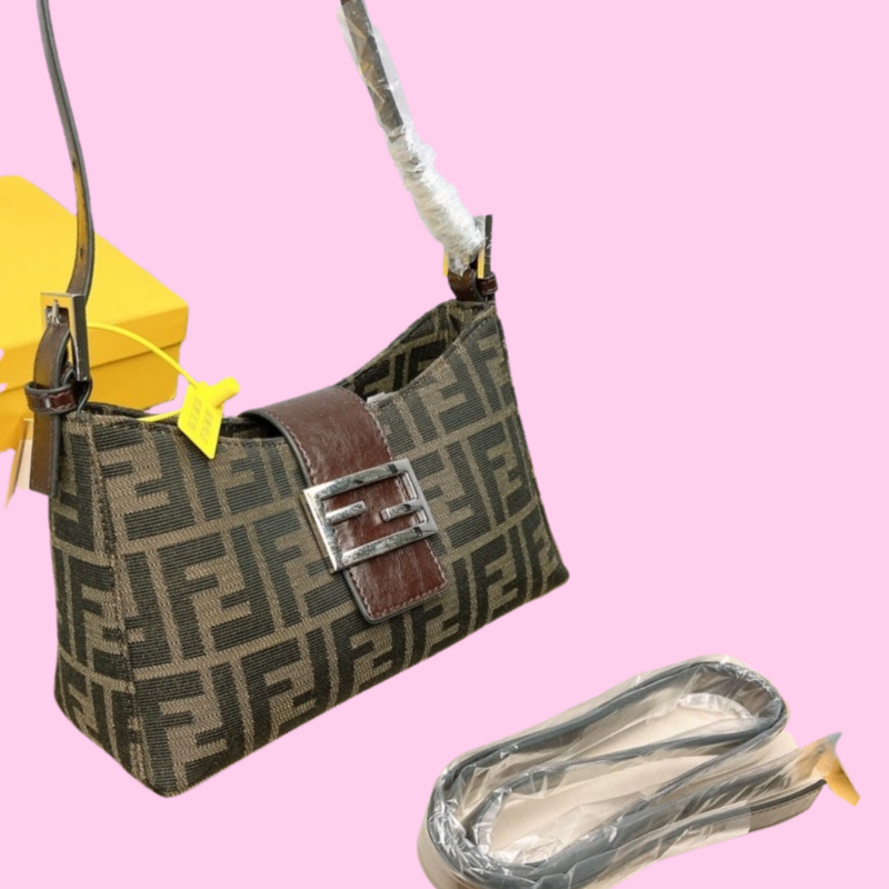 Top Quality Leather &amp; Canvas Vintage Zucca Bag Silver Hardware