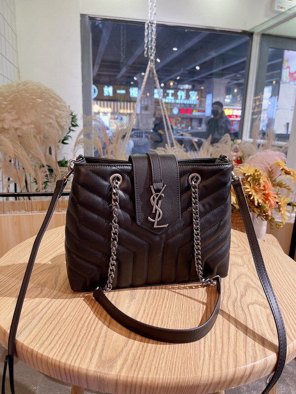 High Quality Vegan Leather YVES Medium Tote Bag Silver Hardware