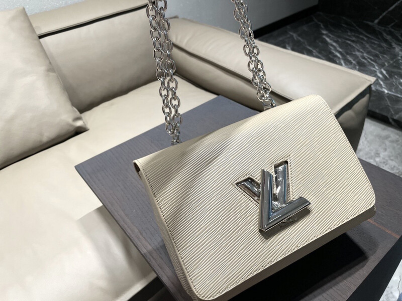 Top Quality Leather Taupe Twist Bag Silver Hardware