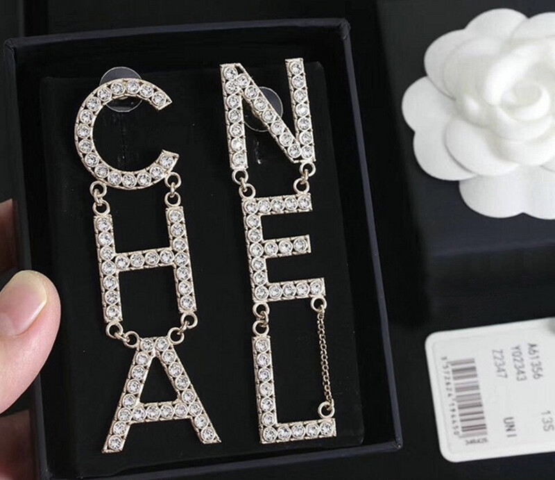 Silver Plated Classic Crystal Letters Drop Style Earrings 2x9cm