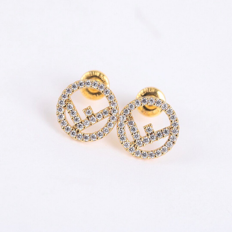 High Quality F Mini Stud Diamond Earrings