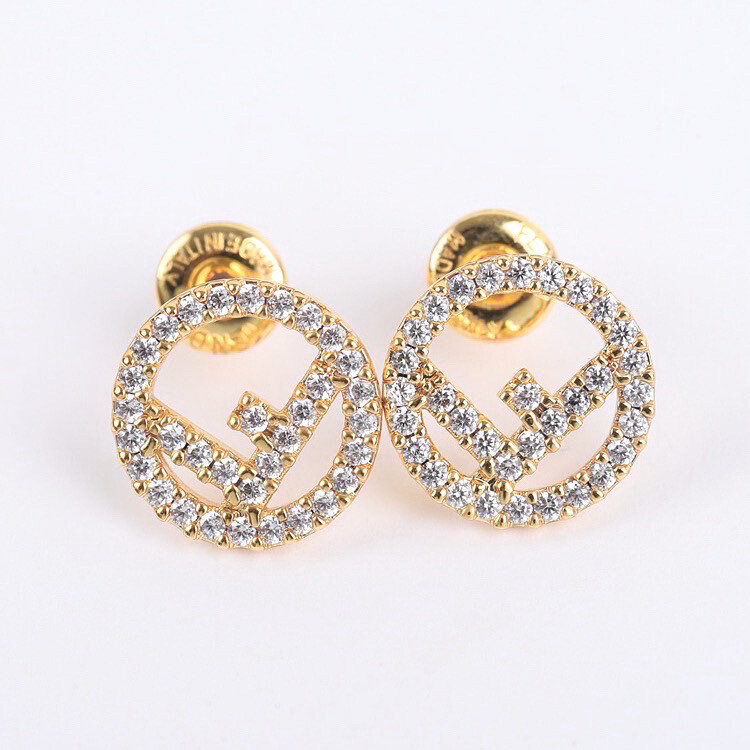 High Quality F Mini Stud Diamond Earrings