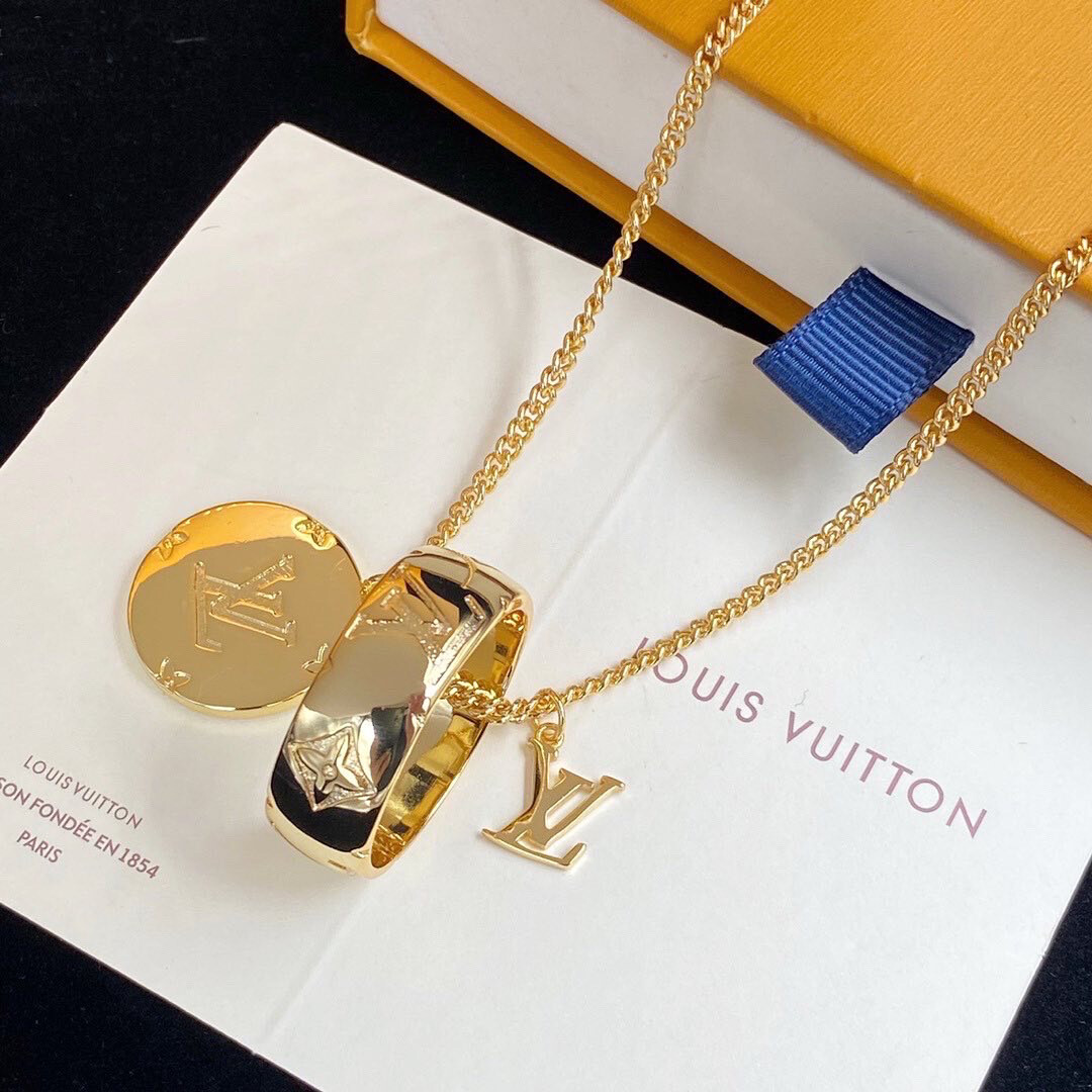 Top Quality Gold Monogram Coin Necklace