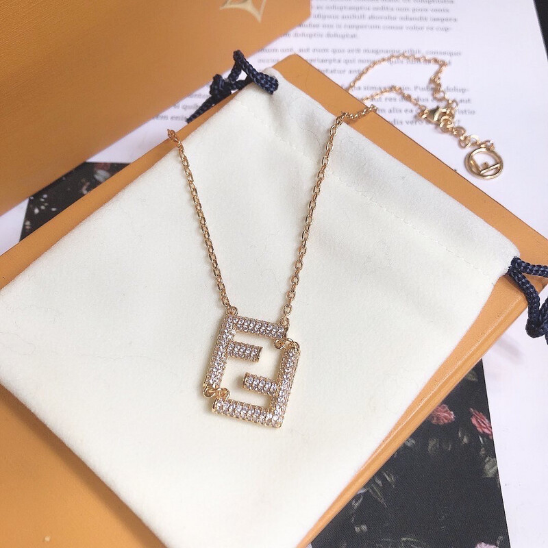 High Quality FF Diamond Gold Necklace