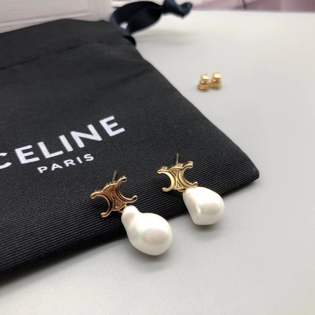 High Quality Baroque Triomphe Pearl Drop Earrings