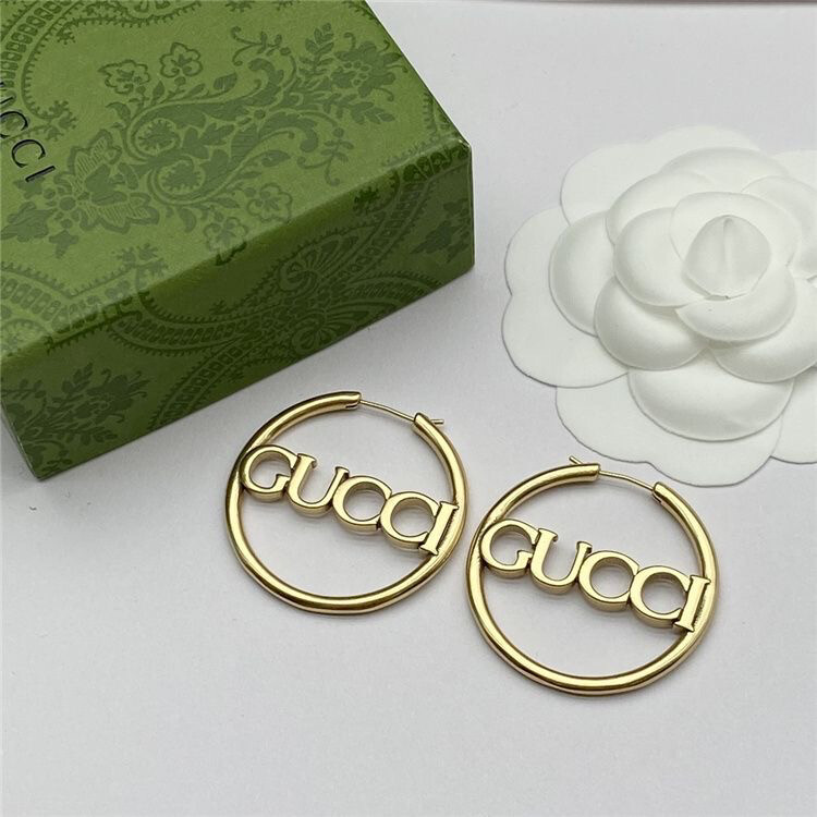 High Quality Gold G Logo Hoop Earrings 4x4cm
