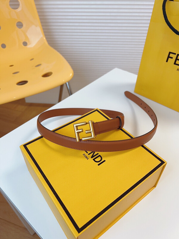 High Quality Genuine Leather Brown FF Belt 90cm